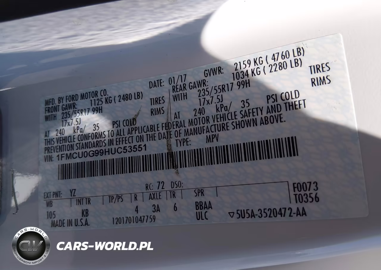 2017 Ford Escape Se VIN:1FMCU0G99HUC53551 - 9