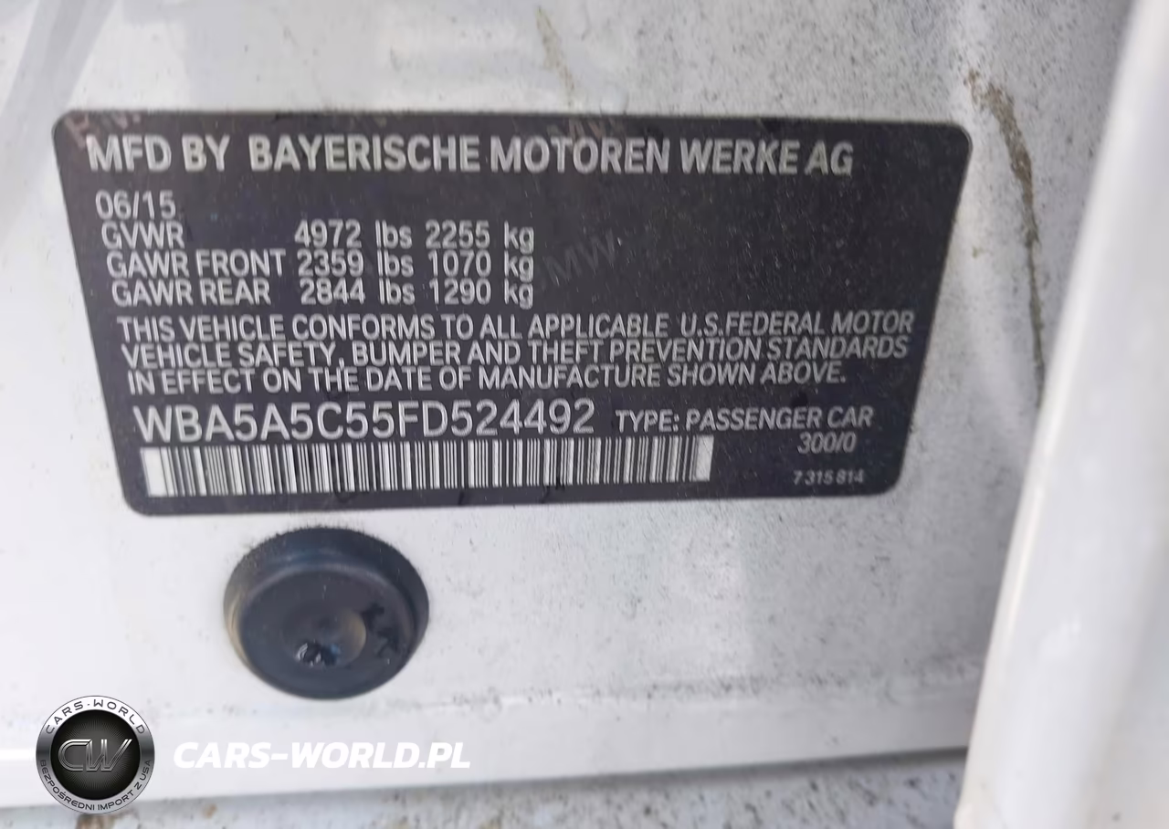2015 BMW 528I VIN:WBA5A5C55FD524492 - 9