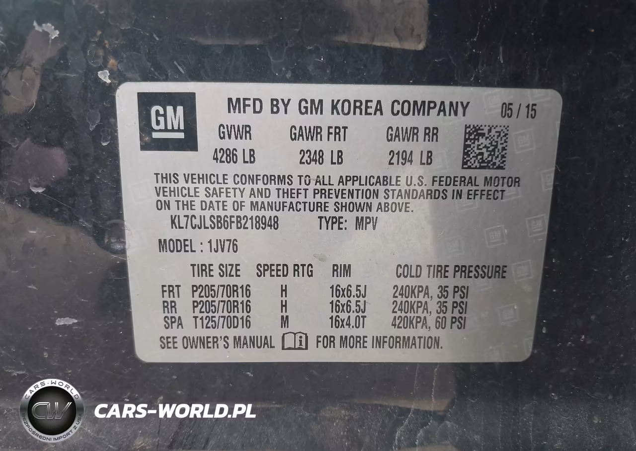2015 Chevrolet Trax Lt VIN:KL7CJLSB6FB218948 - 9