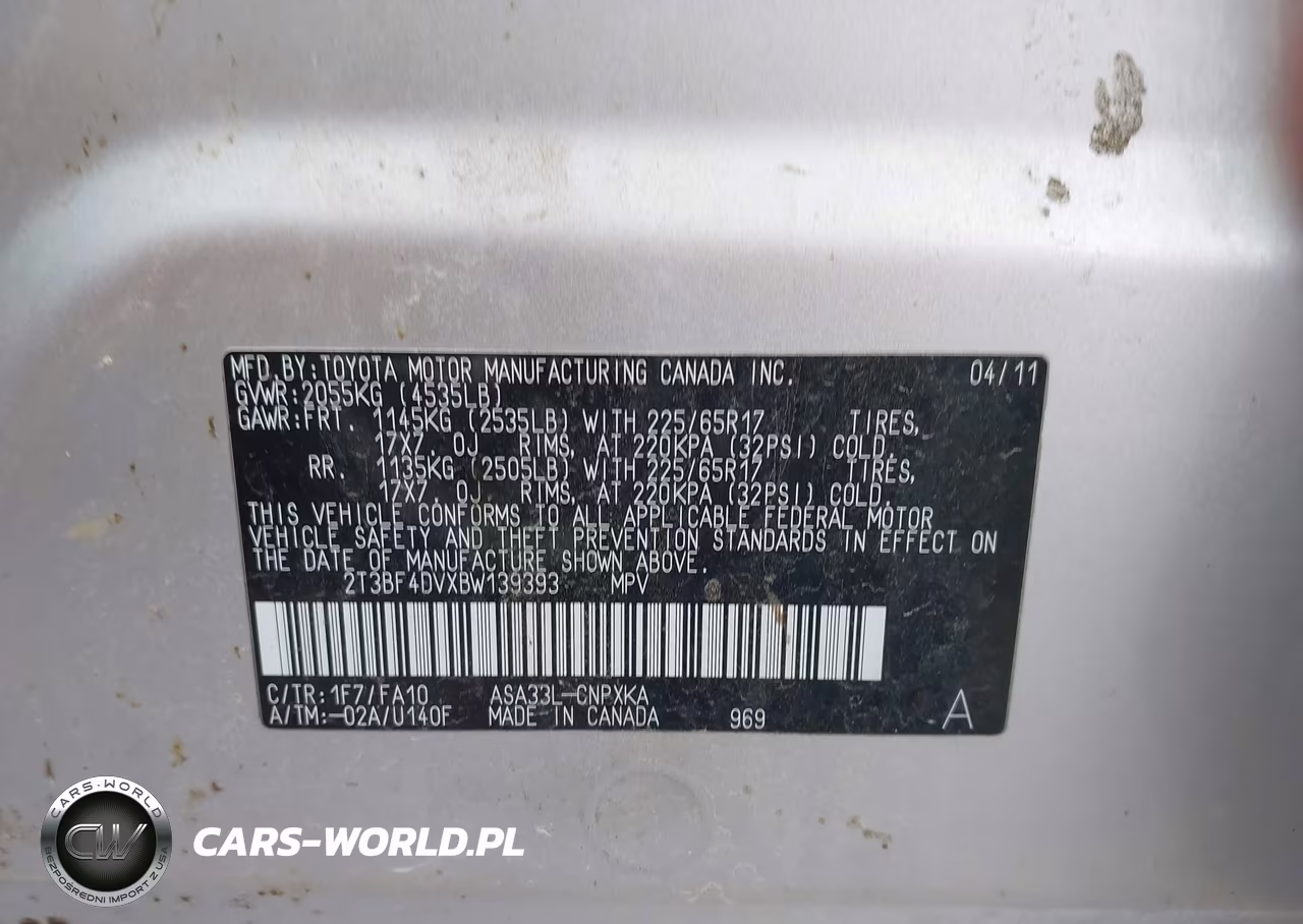 2011 Toyota Rav4 VIN:2T3BF4DVXBW139393 - 9