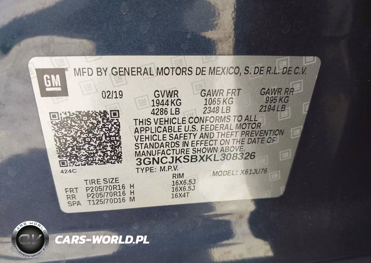 2019 Chevrolet Trax Ls VIN:3GNCJKSBXKL308326 - 9