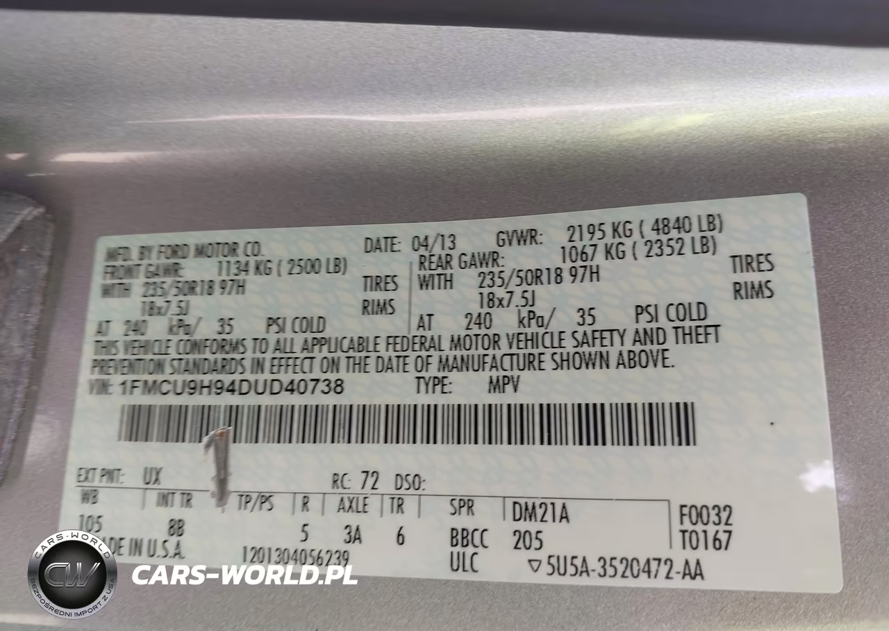 2013 Ford Escape Sel VIN:1FMCU9H94DUD40738 - 9
