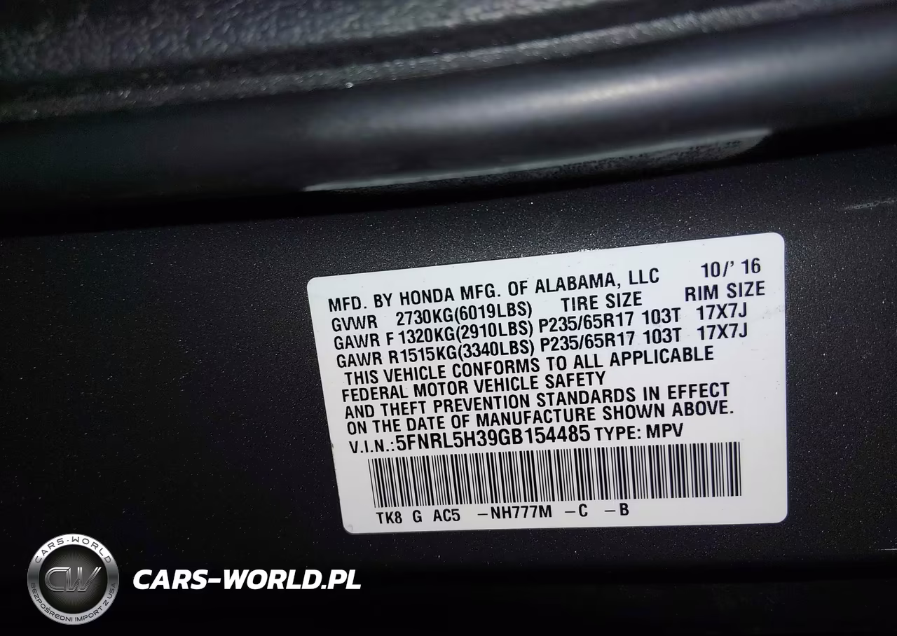 2016 Honda Odyssey Se VIN:5FNRL5H39GB154485 - 9