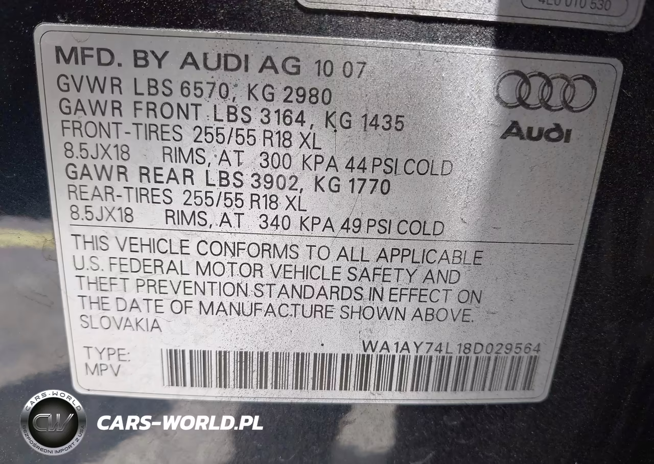 2008 Audi Q7 3.6 VIN:WA1AY74L18D029564 - 9