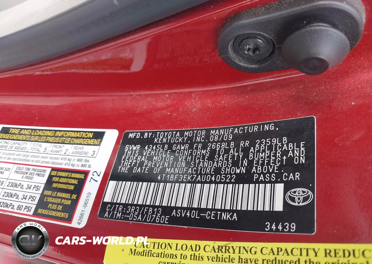 2010 Toyota Camry Le VIN:4T1BF3EK7AU040522 - 9