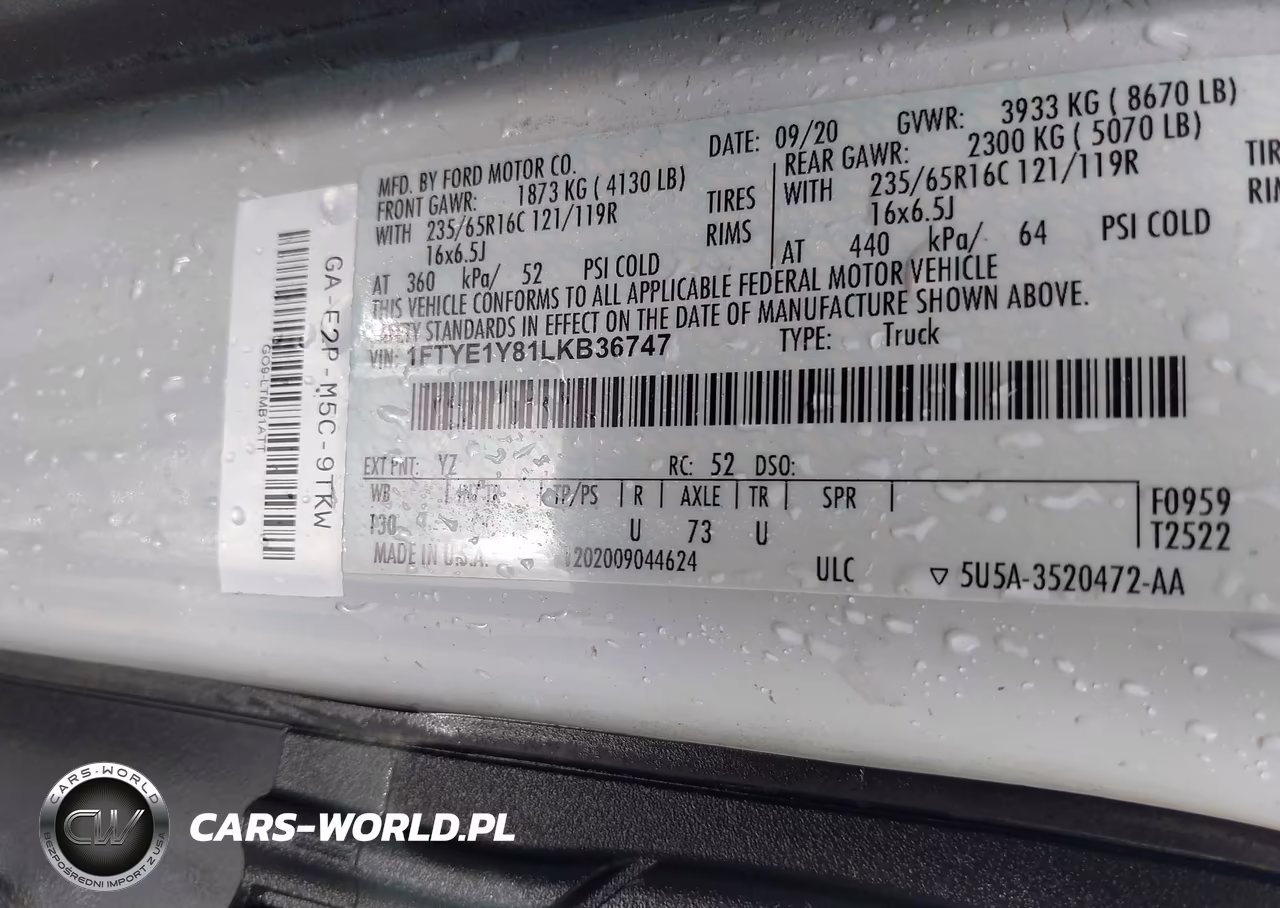 2020 Ford Transit-150 VIN:1FTYE1Y81LKB36747 - 9