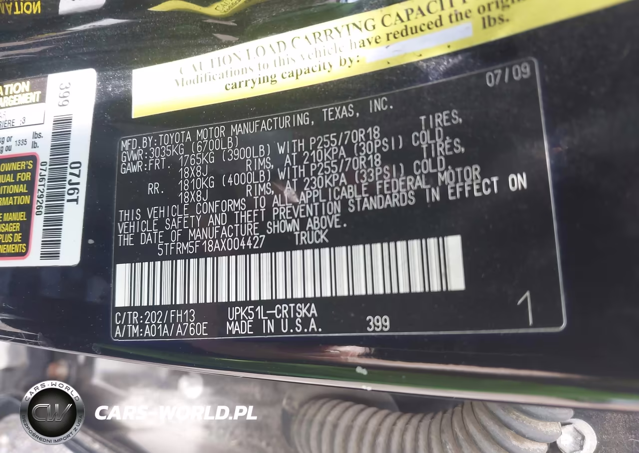 2010 Toyota Tundra Grade 4.6L V8 VIN:5TFRM5F18AX004427 - 9
