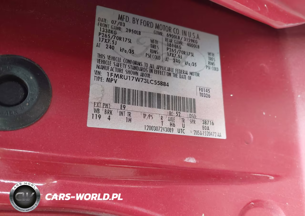 2003 Ford Expedition Eddie Bauer VIN:1FMRU17W73LC55884 - 9