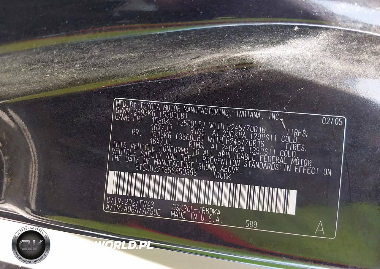 2005 Toyota Tundra VIN:5TBJU32185S450895 - 9