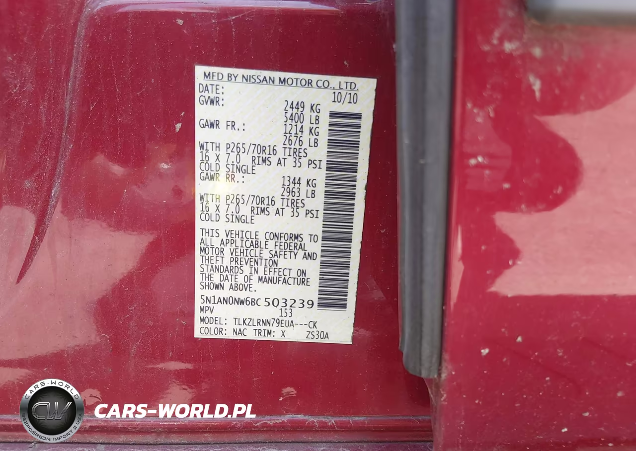 2011 Nissan Xterra S VIN:5N1AN0NW6BC503239 - 9