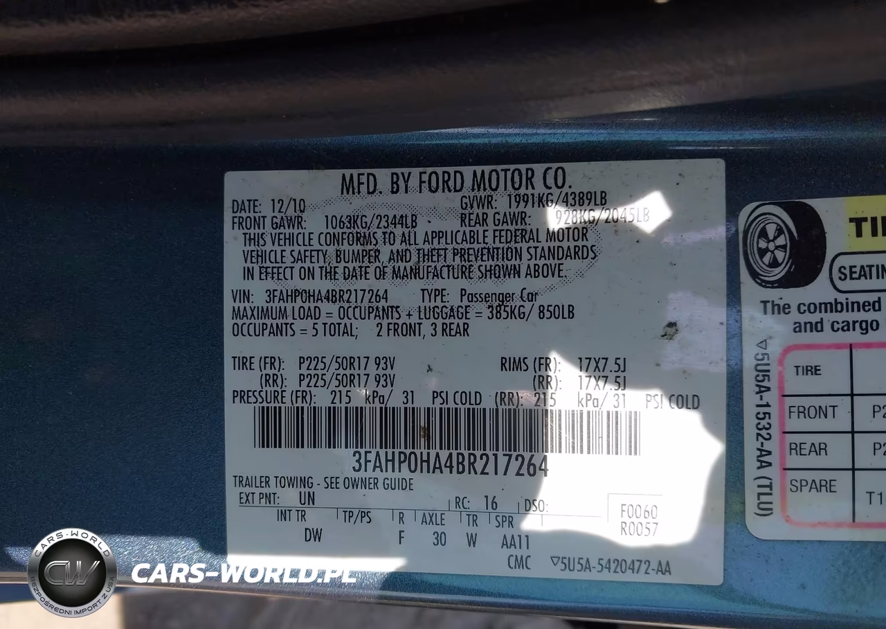 2011 Ford Fusion Se VIN:3FAHP0HA4BR217264 - 9