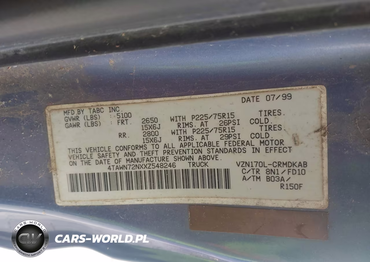 1999 Toyota Tacoma VIN:4TAWN72NXXZ548246 - 9