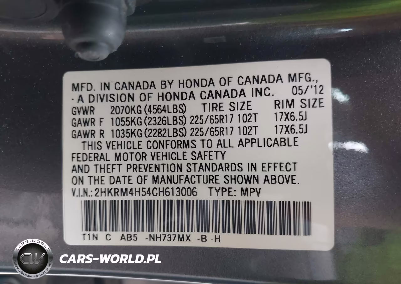 2012 Honda Cr-V Ex VIN:2HKRM4H54CH613006 - 9