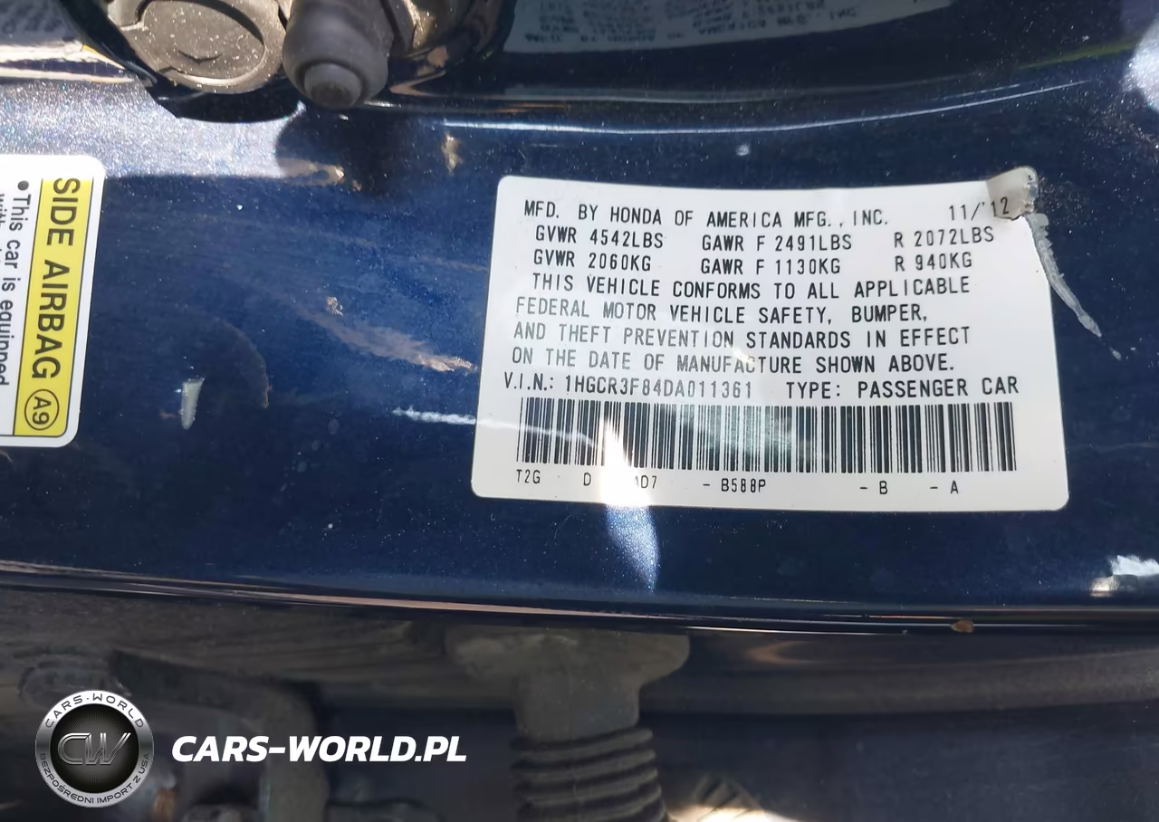 2013 Honda Accord Ex-L V-6 VIN:1HGCR3F84DA011361 - 9