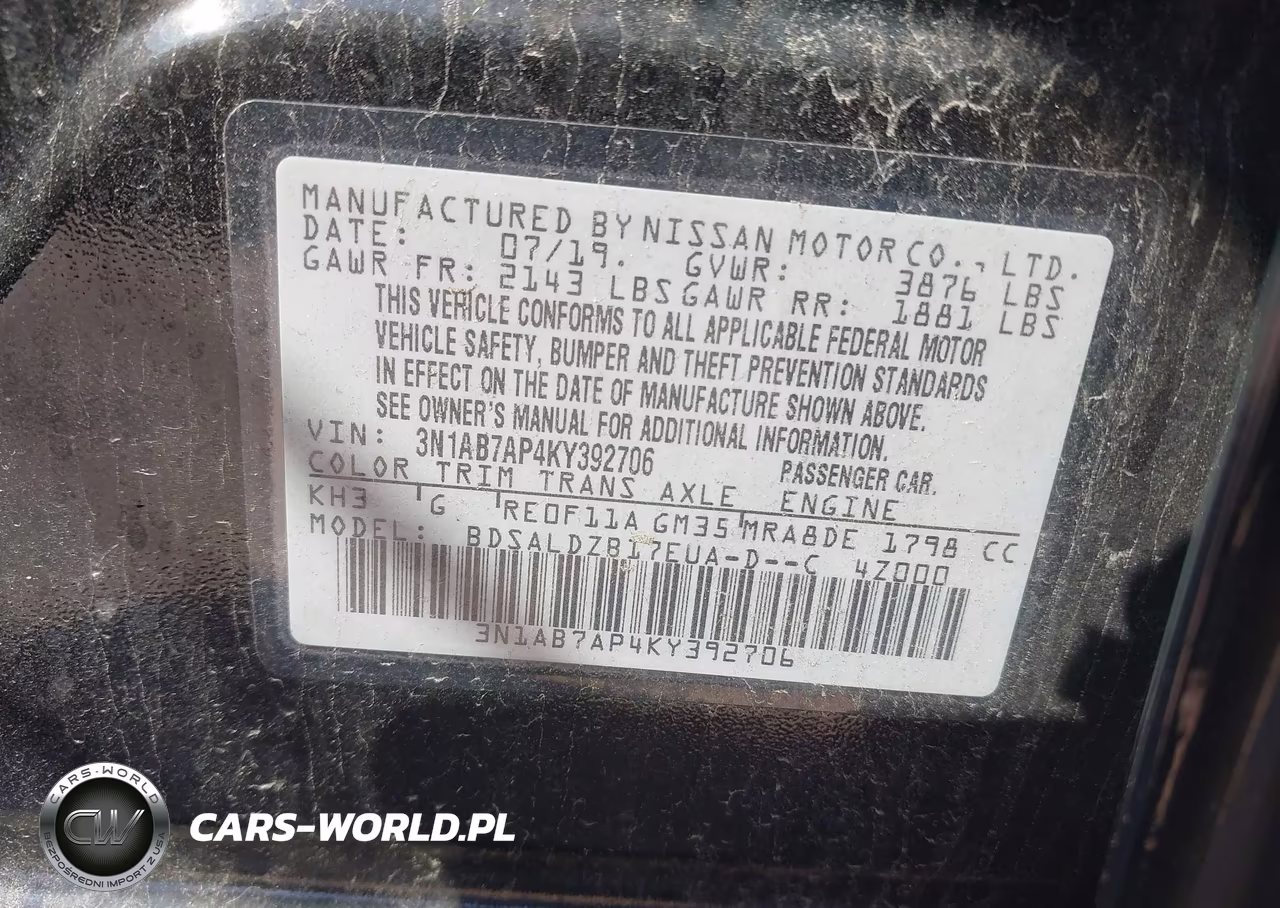 2019 Nissan Sentra Sv VIN:3N1AB7AP4KY392706 - 9