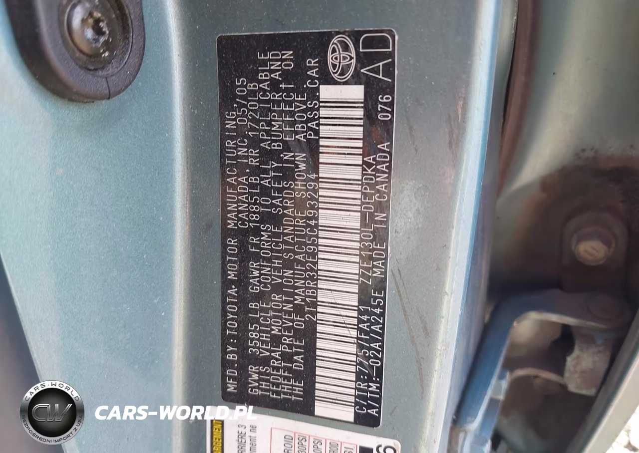 2005 Toyota Corolla Ce VIN:2T1BR32E95C493294 - 9
