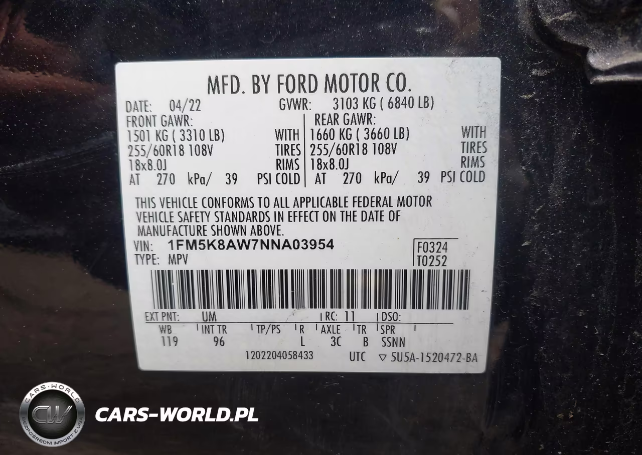 2022 Ford Police Interceptor Utility VIN:1FM5K8AW7NNA03954 - 9