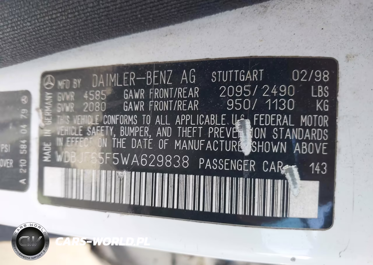 1998 Mercedes-Benz E 320 VIN:WDBJF65F5WA629838 - 9
