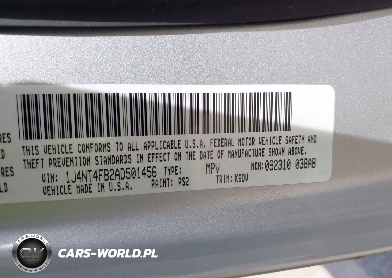 2010 Jeep Compass Sport VIN:1J4NT4FB2AD501456 - 9