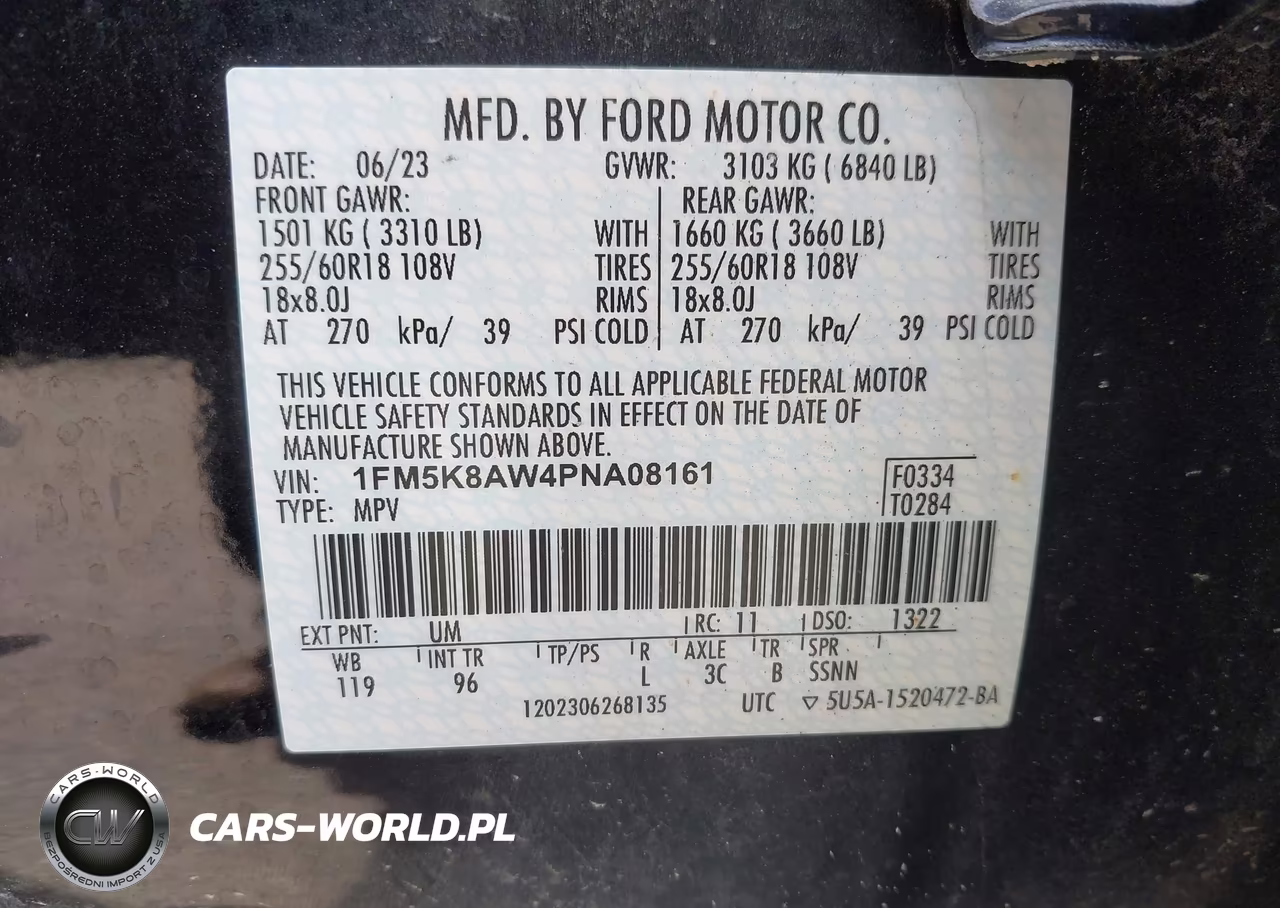 2023 Ford Police Interceptor Utility VIN:1FM5K8AW4PNA08161 - 9