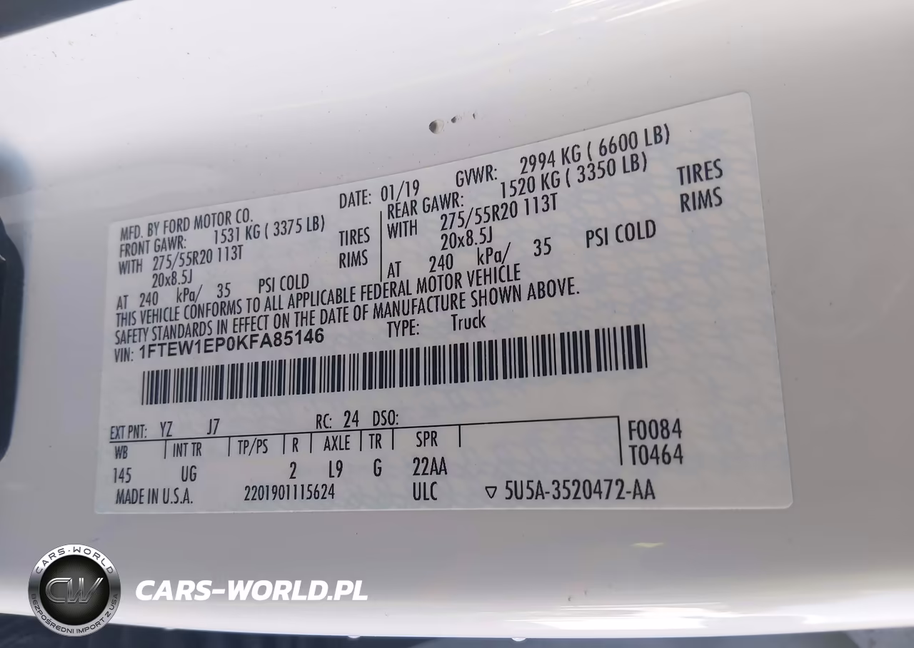 2019 Ford F-150 Xlt VIN:1FTEW1EP0KFA85146 - 9