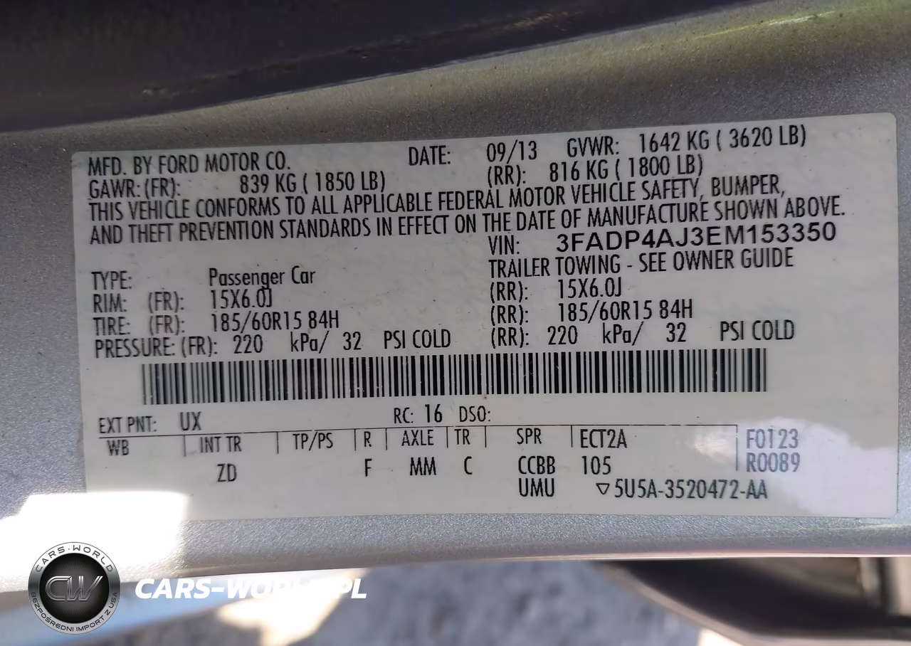 2014 Ford Fiesta S VIN:3FADP4AJ3EM153350 - 9
