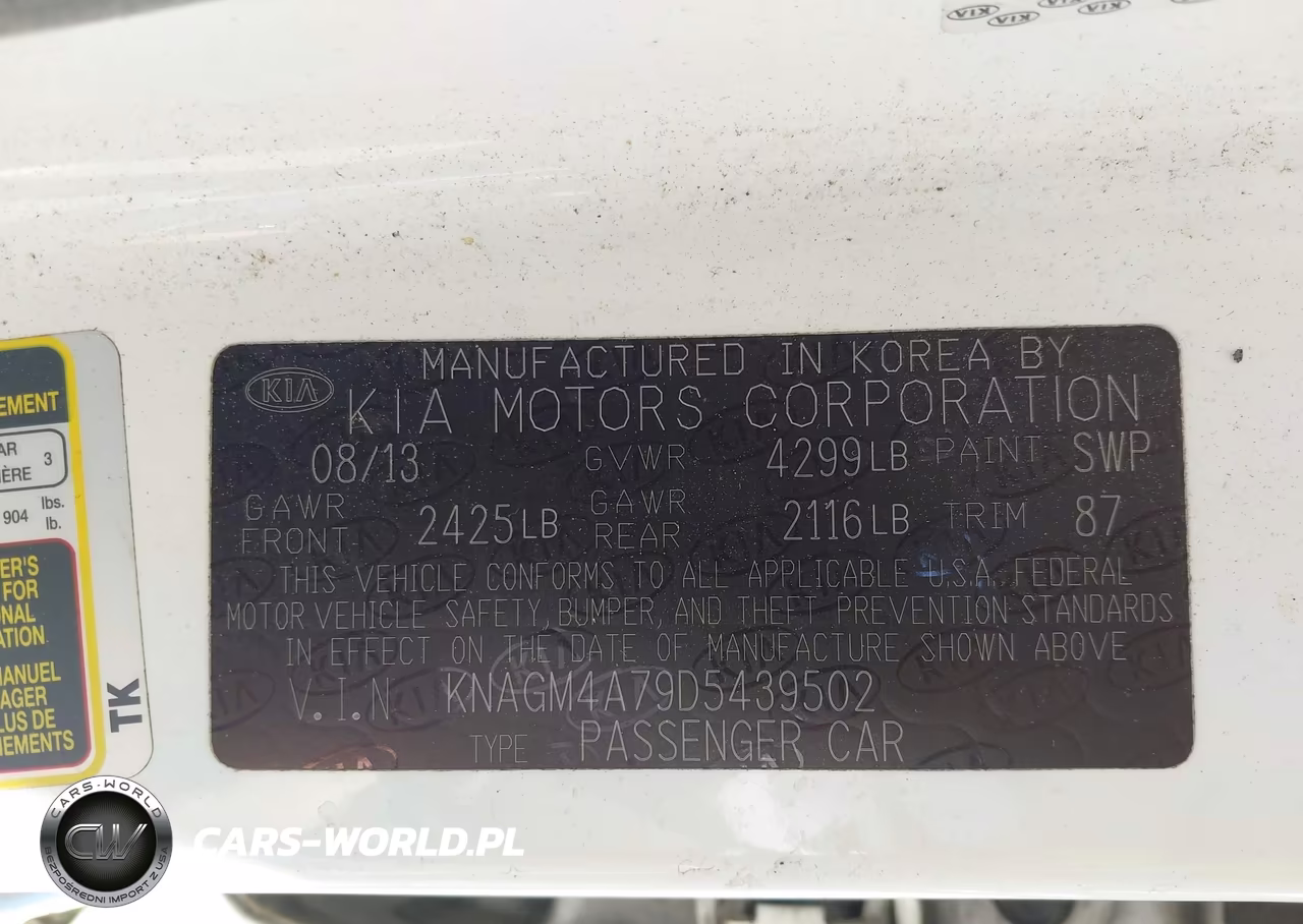 2013 Kia Optima Lx VIN:KNAGM4A79D5439502 - 9