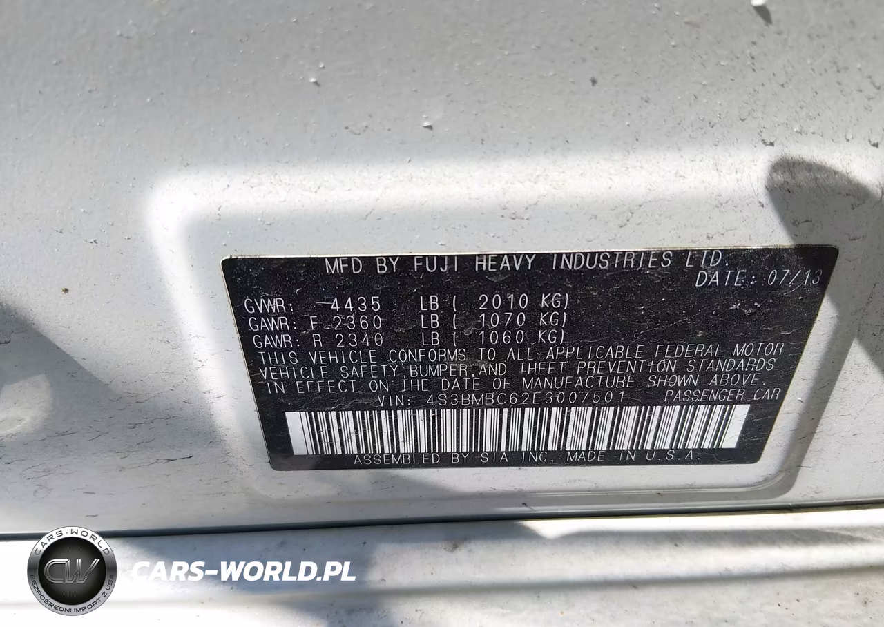 2014 Subaru Legacy 2.5I Premium VIN:4S3BMBC62E3007501 - 9
