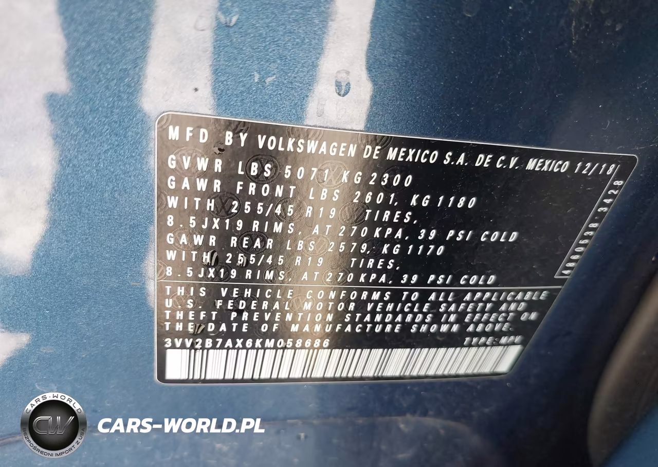 2019 Volkswagen Tiguan 2.0T Se-2.0T Sel-2.0T Sel R-Line-2.0T Sel R-Line Black VIN:3VV2B7AX6KM058686 - 9