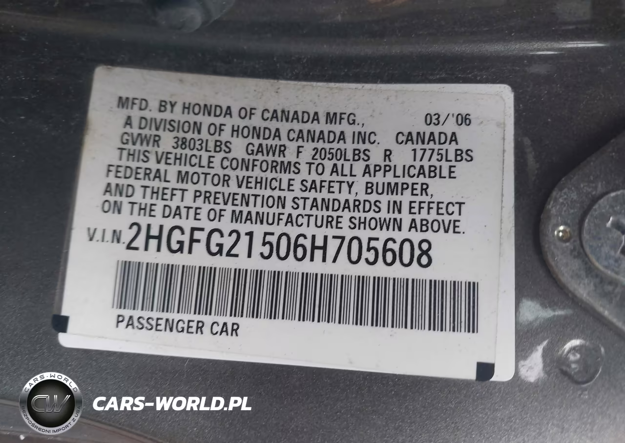2006 Honda Civic Si VIN:2HGFG21506H705608 - 9