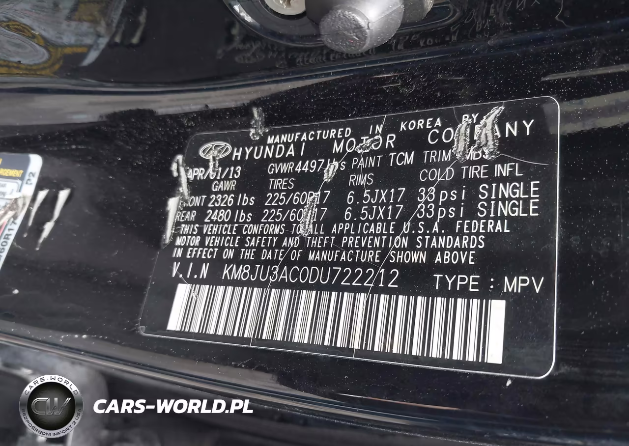 2013 Hyundai Tucson Gls VIN:KM8JU3AC0DU722212 - 9