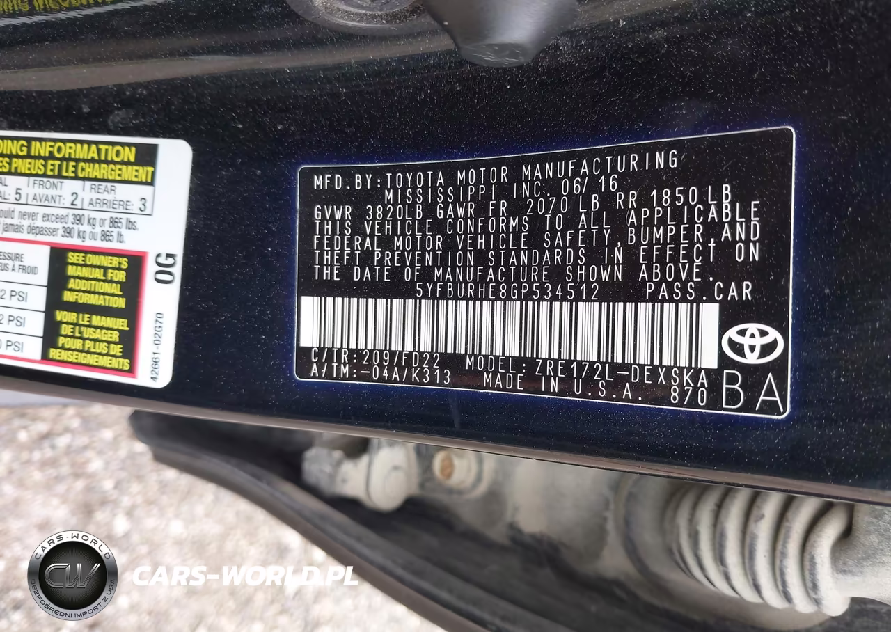 2016 Toyota Corolla S VIN:5YFBURHE8GP534512 - 9