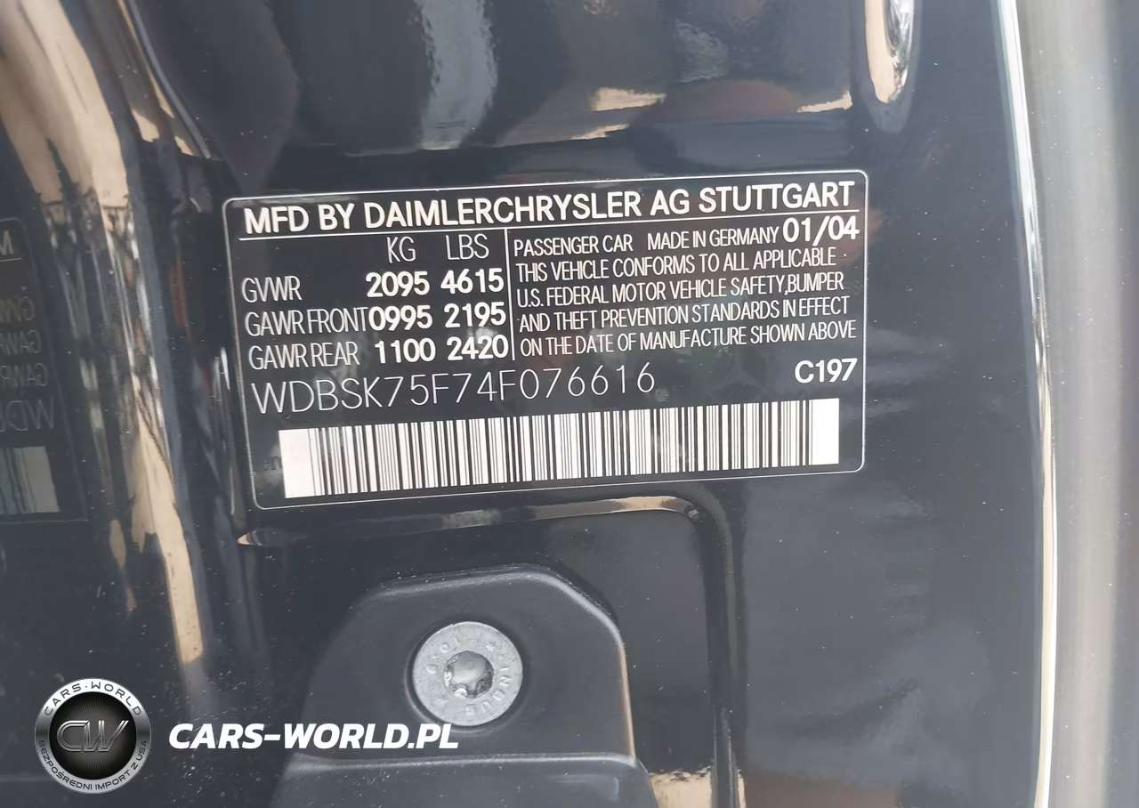 2004 Mercedes-Benz Sl 500 VIN:WDBSK75F74F076616 - 9