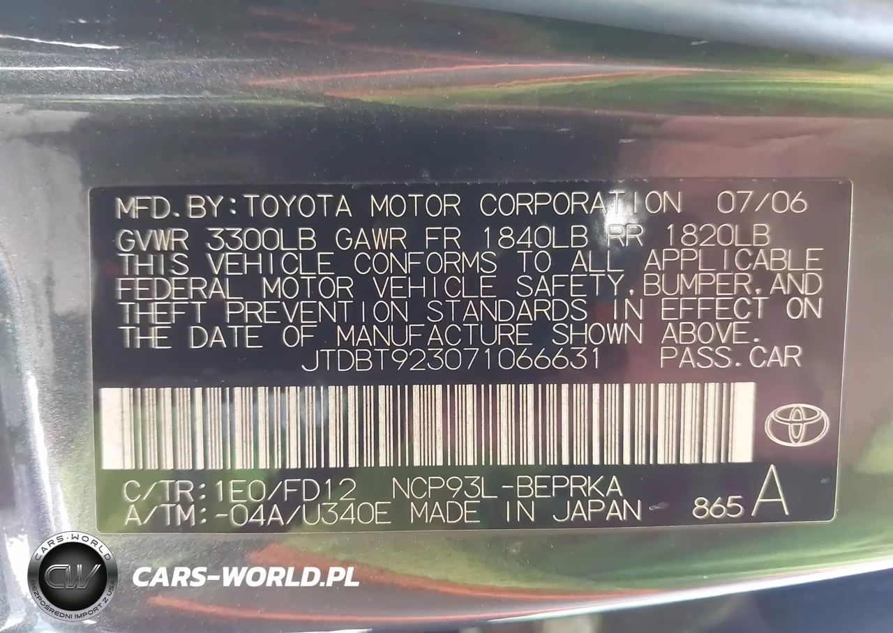 2007 Toyota Yaris VIN:JTDBT923071066631 - 9