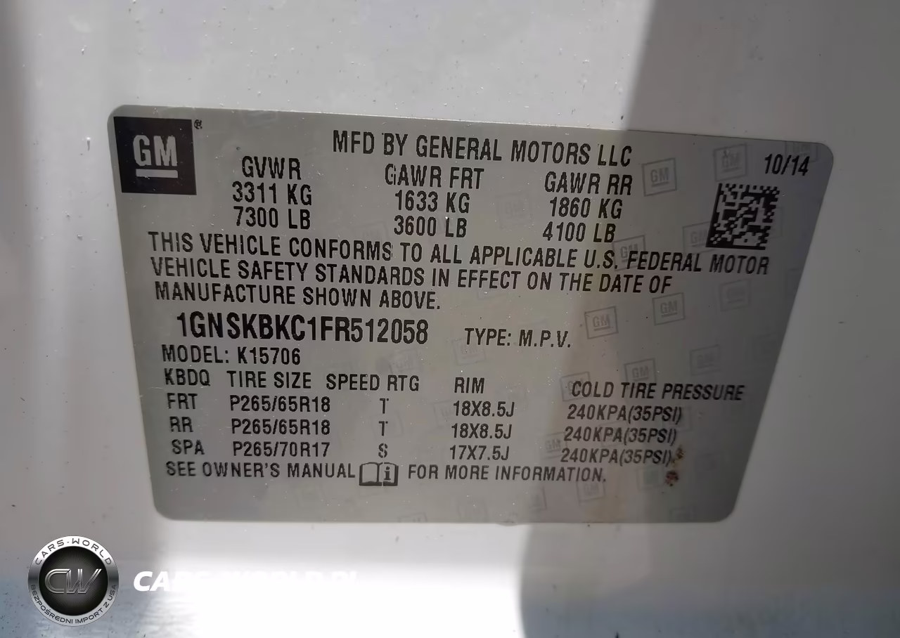 2015 Chevrolet Tahoe Lt VIN:1GNSKBKC1FR512058 - 9