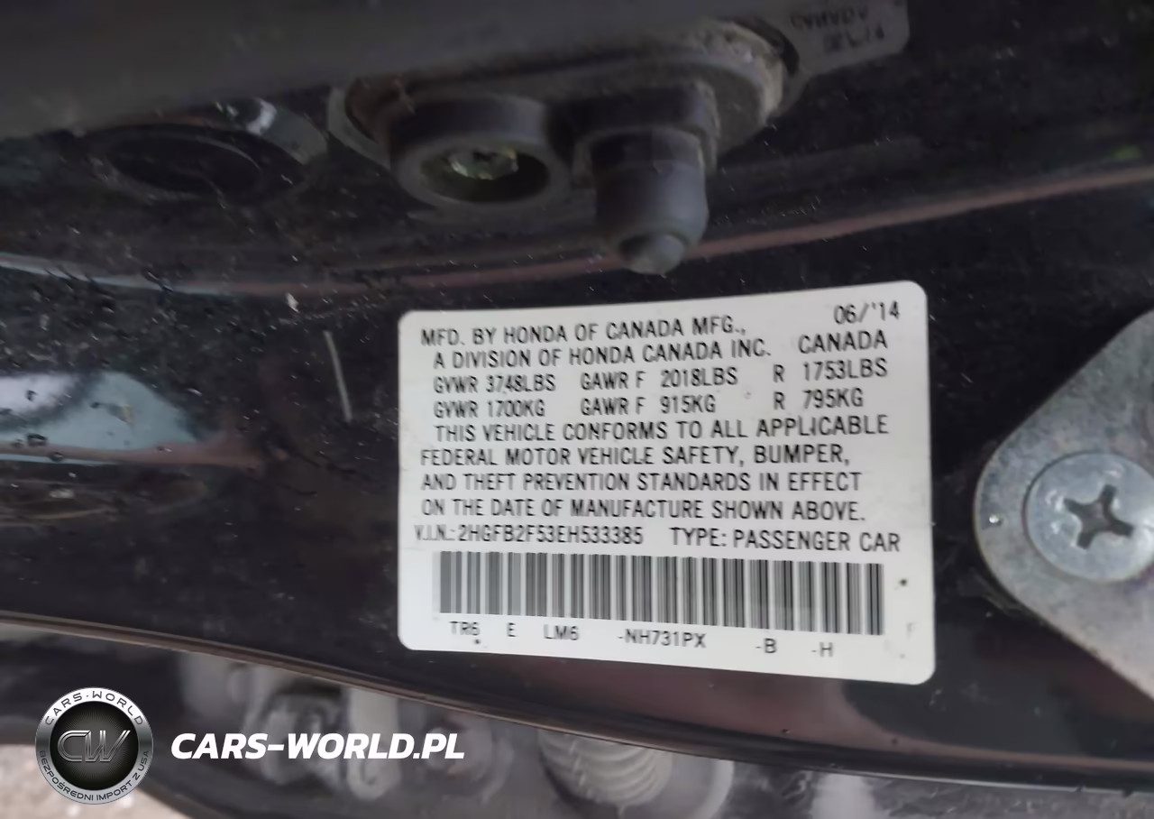 2014 Honda Civic Lx VIN:2HGFB2F53EH533385 - 9