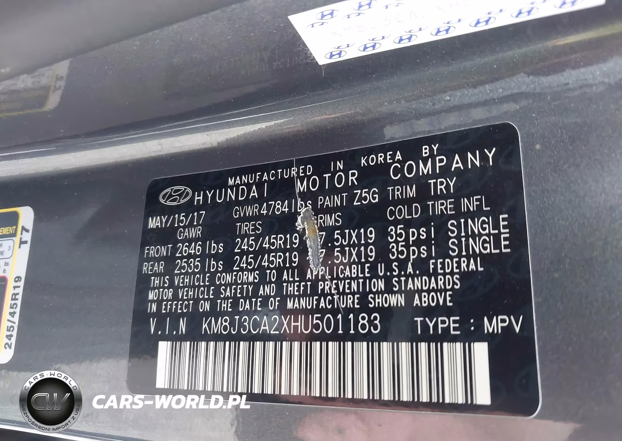 2017 Hyundai Tucson Night VIN:KM8J3CA2XHU501183 - 9