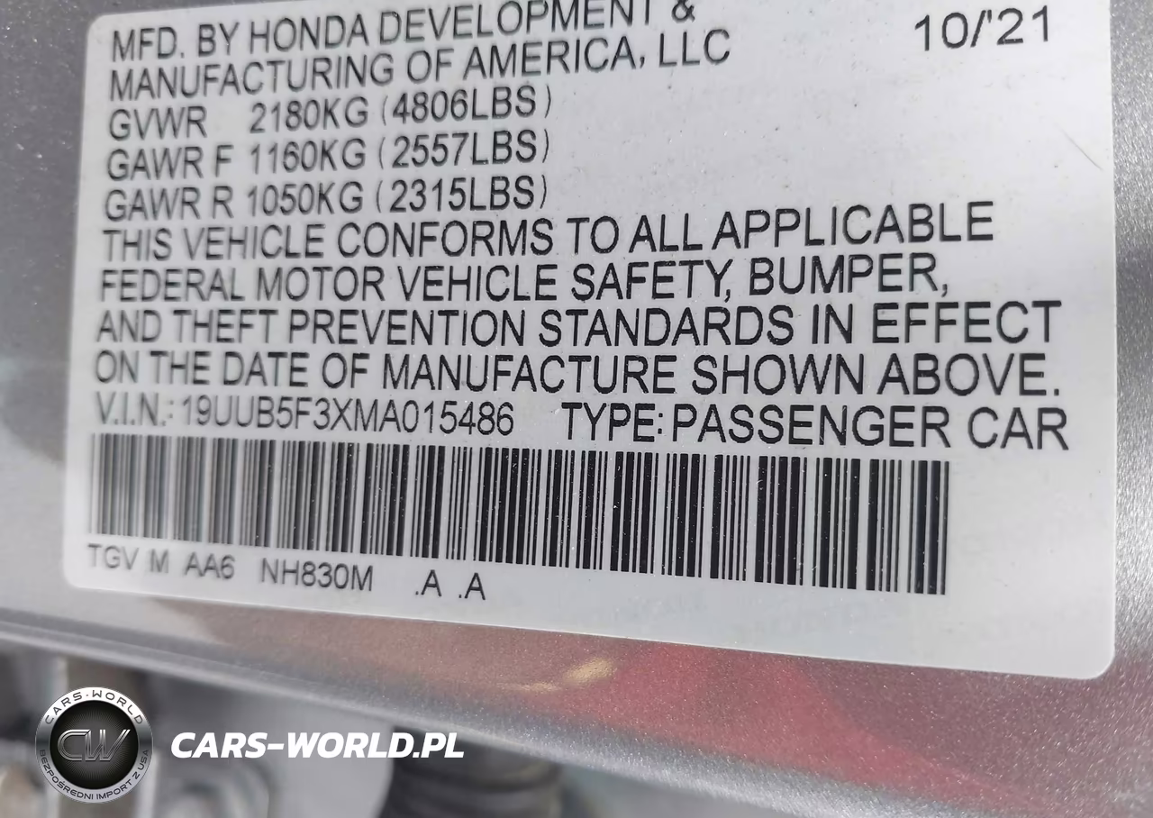 2021 Acura Tlx Standard VIN:19UUB5F3XMA015486 - 9