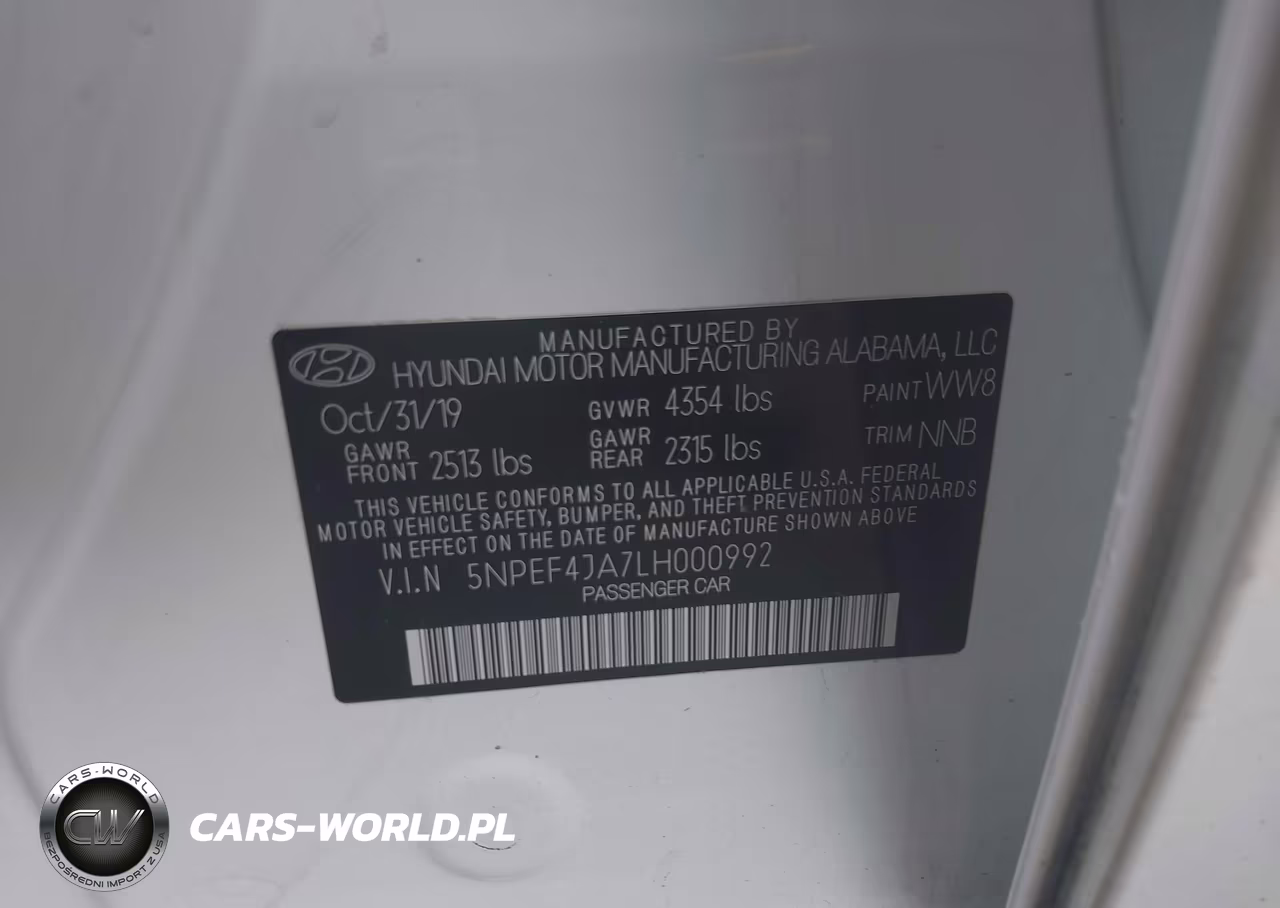 2020 Hyundai Sonata Sel VIN:5NPEF4JA7LH000992 - 9
