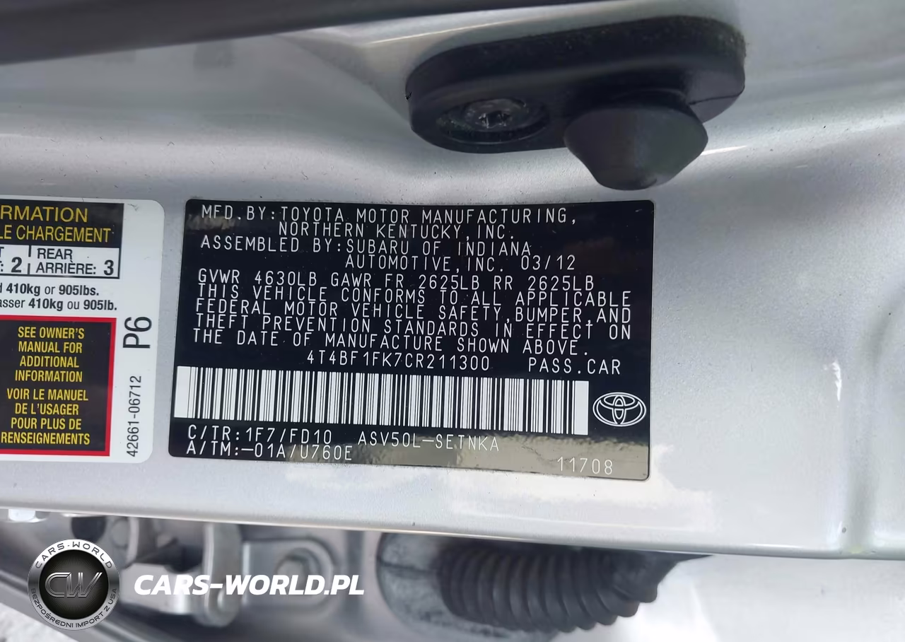 2012 Toyota Camry Le VIN:4T4BF1FK7CR211300 - 9