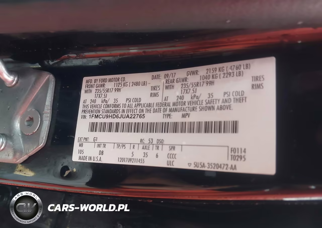2018 Ford Escape Sel VIN:1FMCU9HD6JUA22765 - 9