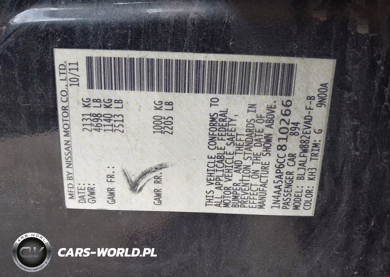2012 Nissan Maxima 3.5 Sv VIN:1N4AA5AP6CC810266 - 9