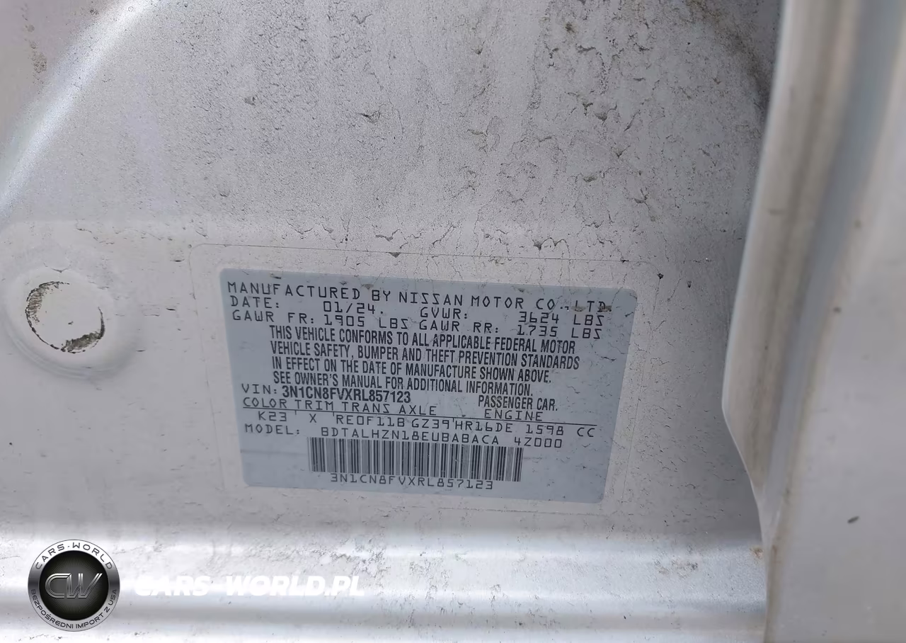 2024 Nissan Versa 1.6 Sr VIN:3N1CN8FVXRL857123 - 9