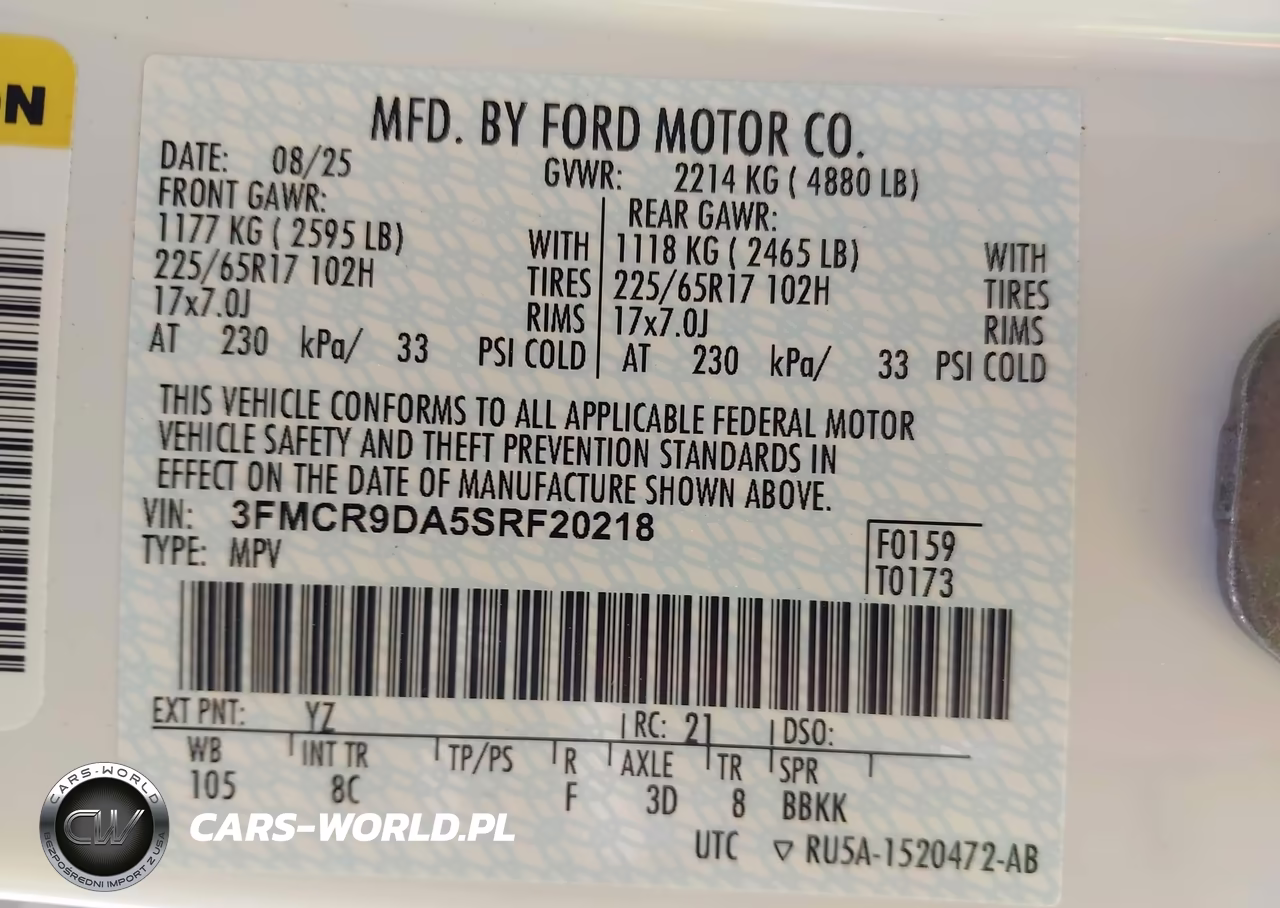 2025 Ford Bronco Sport Badlands VIN:3FMCR9DA5SRF20218 - 9