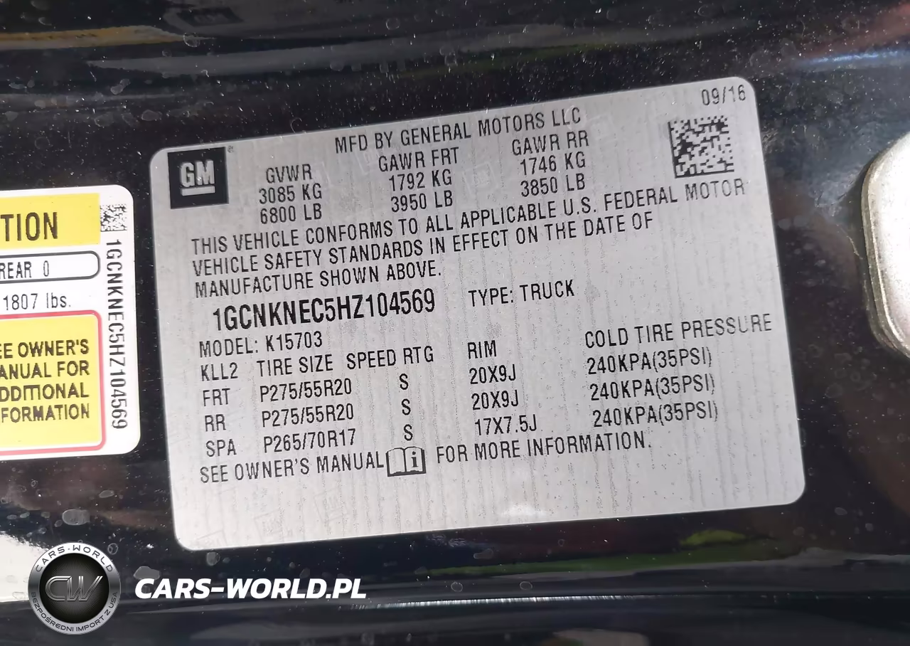 2017 Chevrolet Silverado 1500 Wt VIN:1GCNKNEC5HZ104569 - 9