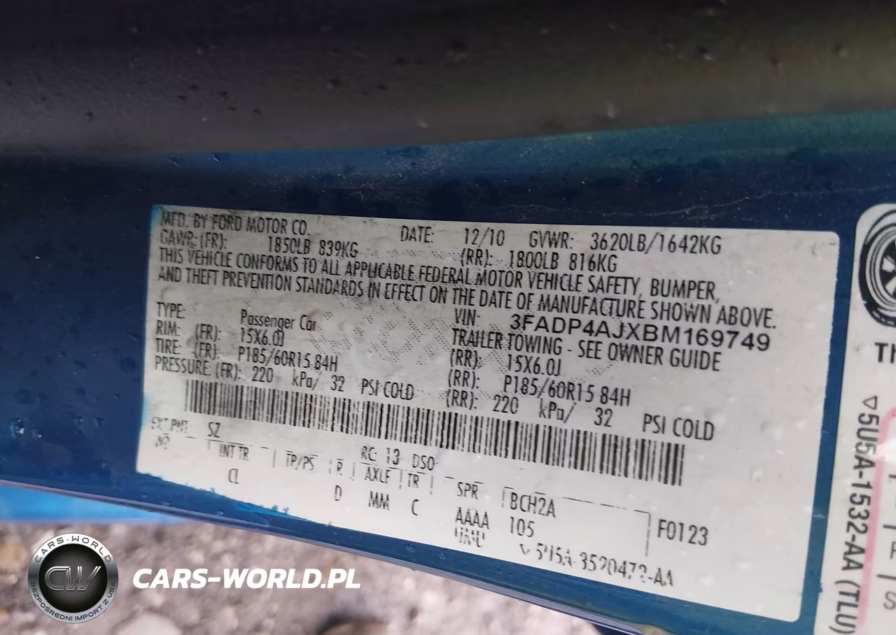2011 Ford Fiesta S VIN:3FADP4AJXBM169749 - 9
