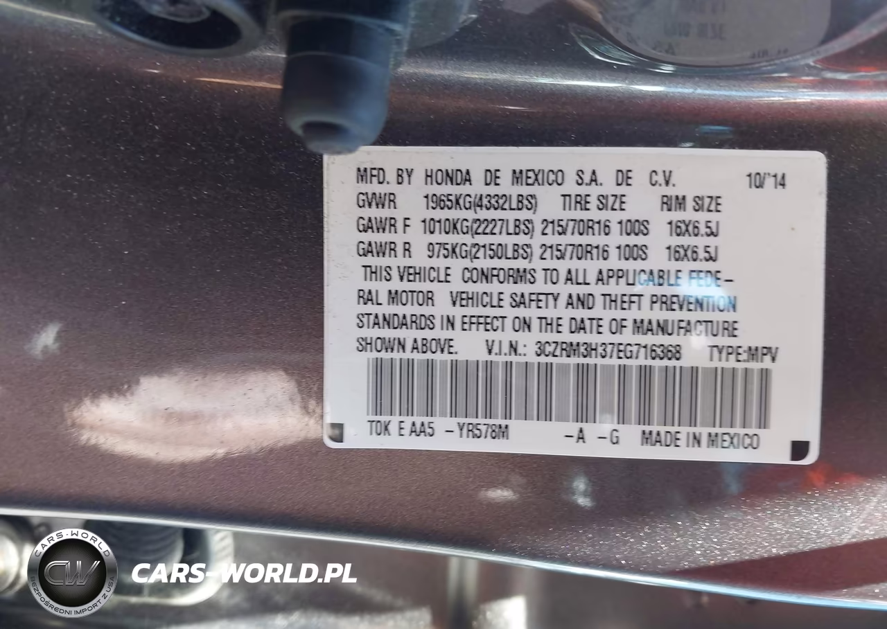 2014 Honda Cr-V Lx VIN:3CZRM3H37EG716368 - 9