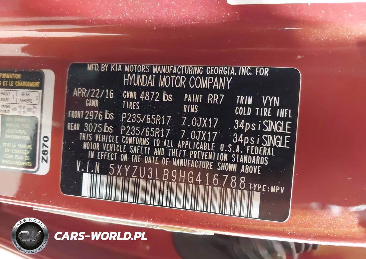 2017 Hyundai Santa Fe Sport 2.4L VIN:5XYZU3LB9HG416788 - 9