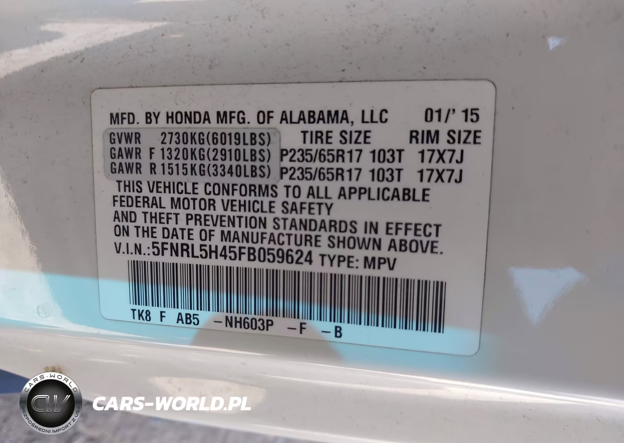 2015 Honda Odyssey Ex VIN:5FNRL5H45FB059624 - 9