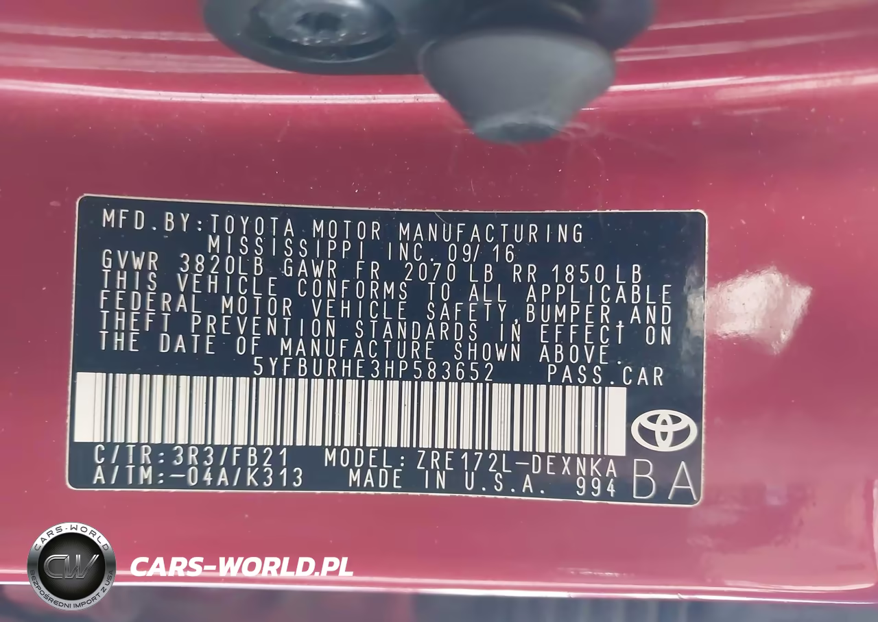 2017 Toyota Corolla Le VIN:5YFBURHE3HP583652 - 9